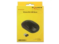 Delock Mobile Maus 12494 USB kabellos - Maus-Typ: Mini - Maus Features: Scrollrad - Bedienungsseite: Universal - Detailfarbe: Schwarz - Verbindungsart: Kabellos - Schnittstelle: USB-A