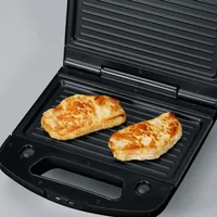 3in1 Sandwich-Toaster SA 2968 (schwarz/edelstahl, 1.000 Watt, mit 3 Platten-Sets)
