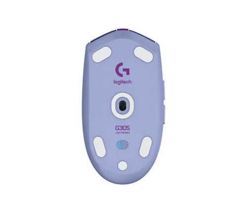 Logitech Gaming-Maus G305 Lightspeed - Maus Features: Ein-/Ausschalter - Scrollrad - Bedienungsseite: Universal - Detailfarbe: Lila - Gewicht: 99 g - Verbindungsart: Kabellos - Schnittstelle: USB-A