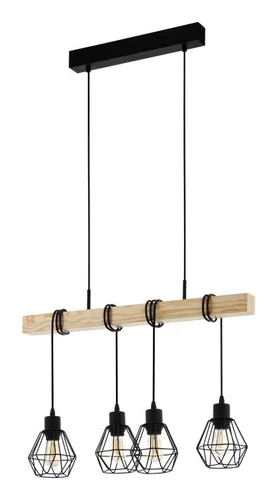 EGLO Leuchten Pendelleuchte TOWNSHEND 5 schwarz exkl. E27 4x60W - Betriebsart: Netzbetrieb - Lampensockel: E27 - Farbtemperatur Kelvin: Je nach Leuchtmittel - Gesamtleistung: 240 W - Farbwiedergabeindex CRI: 0 - Dimmbar: nicht dimmbar
