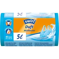 Swirl Müllbeutel Ocean 5 l, 45 Stück - Parfümiert: Ja - Eigenschaften: Keine Eigenschaft - Verpackungseinheit: 45 Stück - Volumen: 5 l - Trageriemen: Ja - Material: Kunststoff