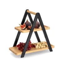 Zeller Present Etagere Nature/Schwarz - Produkttyp: Etagere - Materialtyp: Holz - Material: Holz - Detailfarbe: Nature - Schwarz - Anzahl Etagen: 2 × - Stapelbar: Keine Angaben