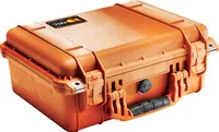 Peli Schutzkoffer 1450 ohne Schaumstoffeinlage, Orange - Produkttyp: Schutzkoffer - Widerstandsfähigkeit: Schlagfest - Wassergeschützt - IP67 - Staubgeschützt - Breite: 409 mm - Nutzinhalt Gesamt: 14.99 l - Detailfarbe: Orange - Ausstattung: Druckausgleic