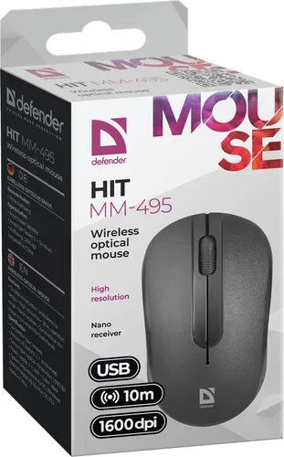 MOUSE DEFENDER HIT MM-495 RF OPTIC BLACK 1600dpi 3P
