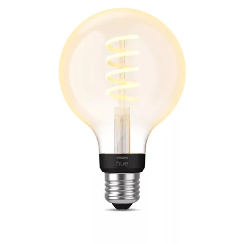Philips Hue White Ambiance E27 Einzelpack Globe G93 Filament 550 lm - Energieeffizienzklasse: G - Lampensockel: E27 - Protokoll: Bluetooth - ZigBee - Smart Home: Kompatibel - Farbtemperatur Kelvin: 2200 bis 6500 K - Gesamtleistung: 7 W