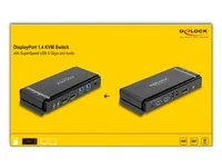 Delock KVM Switch DisplayPort 1.4 8K 60 Hz - Konsolen Ports: 2x DisplayPort (Dual View) - 3.5 mm Klinke - USB 3.0 - Computer Ports: USB 2.0 - 3.5 mm Klinke - DisplayPort - KVM-Art: Lokal - Anzahl Geräte: 2 - Montage: Desktop - Stromversorgung: Externes Ne