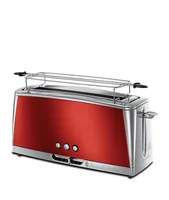 Russell Hobbs Toaster Luna Sola Rot - Detailfarbe: Rot - Toaster Ausstattung: Abbrechknopf - Auftaufunktion - Aufwärmfunktion - Brötchen-Röstaufsatz - Brotzentrierung - High Lift - für einfaches Entnehmen kleiner Scheiben - Kabelwickelfach - Krümel-Auffan
