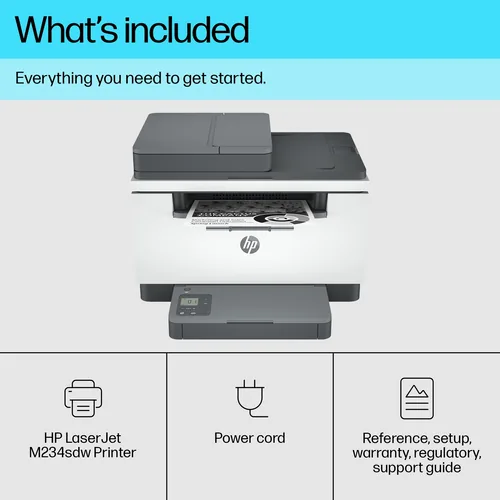 HP LaserJet MFP M234sdw Printer, Black and white, Printer for Small office, Print, copy, scan, Scan to email; Scan to PDF; Compact Size; Energy Efficient; Fast 2 sided printing; 40-sheet ADF; Dualband Wi-Fi