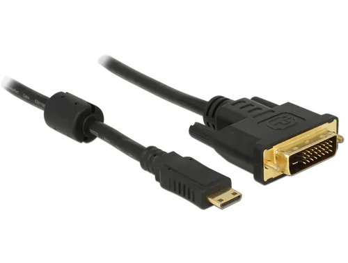 Delock Kabel Mini-HDMI (HDMI-C) - DVI-D, 1 m - Kabeltyp: Anschlusskabel - Videoanschluss Seite A: Mini-HDMI (HDMI-C) - Videoanschluss Seite B: DVI-D - Detailfarbe: Schwarz - Kabellänge: 1 m - Display Port Standard: Keine Angabe