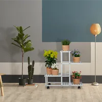 relaxdays Pflanzenständer mit Rollen 60.5 cm, Weiss - Detailfarbe: Weiss - Detailmaterial: Kunststoff - Grundmaterial: Kunststoff