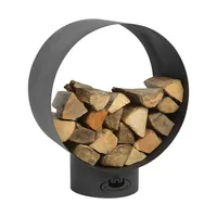 Esschert Design Holzregal Rund, Stahl - Gewicht: 9.74 kg - Breite: 58.2 cm - Höhe: 72 cm - Tiefe: 38 cm - Aussenanwendung: Ja - Kamin Typ: Holzregal