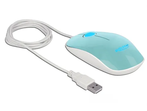 Delock Maus 12538 USB-Typ-A LED  türkis - Maus-Typ: Standard - Maus Features: Beleuchtung - Scrollrad - Bedienungsseite: Universal - Detailfarbe: Türkis - Verbindungsart: Verkabelt - Schnittstelle: USB-A