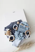 Oykami Baby Geschenkbox Blau Palermo Hirsch - Material: Plüsch - Holz - Baumwolle - Detailfarbe: Hellblau - Dunkelblau