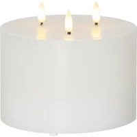 Star Trading LED-Kerze Pillar Flamme Ø 15 x 13 cm, Weiss - Betriebsart: Batteriebetrieb - Fernbedienung: Nein - Aussenanwendung: Nein - Höhe: 13 cm - Timerfunktion: Ja - Set: Nein