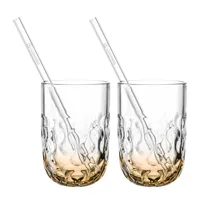 LEONARDO Latte Macchiato Becher Gocce 390 ml, 2 Sück, Orange - Material: Kalk-Natron-Glas - Tassen Typ: Latte Macchiato Becher - Ausstattung: Trinkhalm - Detailfarbe: Orange - Volumen: 390 ml