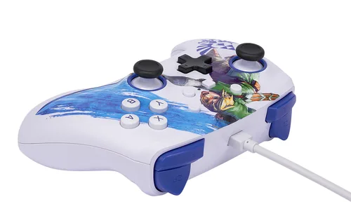 Power A Enhanced Wired Controller Master Sword Attack - Plattform: Nintendo Switch - Nintendo Switch OLED-Modell - Verbindungsmöglichkeiten: Kabelgebunden - USB Typ-A - Controller Typ: Gamepad - Detailfarbe: Blau - Mehrfarbig - Weiss