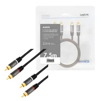 Logilink Audiokabel 2x Cinch -> 2x Cinch RCA 7.5m, black