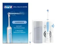 Oral-B Munddusche OxyJet JAS23 - Integrierte Zahnbürste: Nein - Detailfarbe: Weiss - Blau - Set: Nein - Tankinhalt: 600 ml - Betriebsstufen: 5 - Geeignet für Mundwasser: Ja