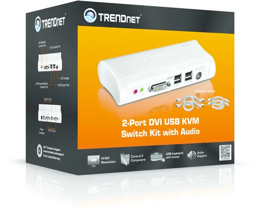 TRENDnet KVM 2-Port DVI USB Switch mit Audio Kit