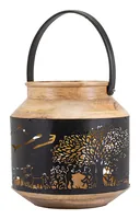 Kadastar Laterne Bergchilbi 31 cm, Braun/Schwarz - Detailfarbe: Braun - Schwarz - Höhe: 31 cm - Detailmaterial: Holz - Stahl - Grundmaterial: Holz - Metall
