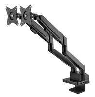 Manhattan Dual Desk Mount for TV & Monitors (Full Motion Gas Spring) with built-in Dock, For screens to 27", Ports (x7): Ethernet,HDMI (x2),USB-A (x3) and USB-C,Power Delivery (100W) to USB-C Port (Separate USB-C wall charger/cable needed),VESA: 75x75 and