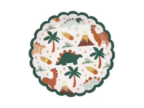 Partydeco Einwegteller Dinosaurier 6 Stück - Produkttyp: Einwegteller - Materialtyp: Papier - Material: Papier - Detailfarbe: Dunkelgrün - Mehrfarbig - Verpackungseinheit: 6 Stück