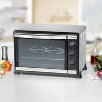 Rommelsbacher Backofen 20.BG 1805/E 42 l, Silber - Funktionen: Backen - Grill - Ausstattung: Backblech - Überhitzungsschutz - Ausfahrbarer Grillrost - Drehspiess - Schalter für Unter- und Oberhitze - Breite: 51.5 cm - Höhe: 36 cm - Tiefe: 41.5 cm - Detail