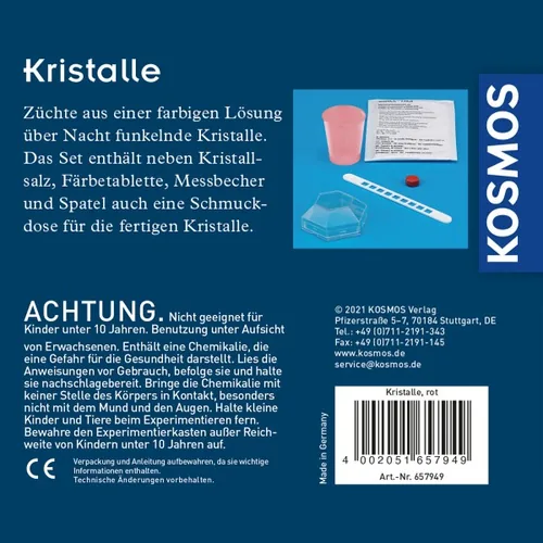Kosmos Experimentierkasten Rote Kristalle selbst züchten - Altersempfehlung ab: 10 Jahren - Fachbereich: Chemie - Sprache: Deutsch