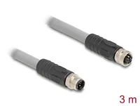 Delock M12 Kabel L-kodiert 5 Pin Stecker zu Buchse PUR schleppkettentauglich 3 m grau