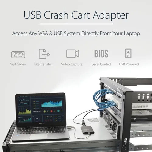 StarTech KVM Console to Laptop USB 2.0 Portable Crash Cart Adapter with File Transfer & Video Capture - Portable KVM Console