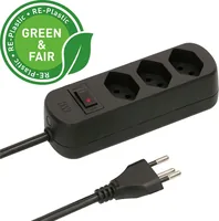 Max Hauri AG Basic Line 176878 power extension 1.5 m 3 AC outlet(s) Indoor Black