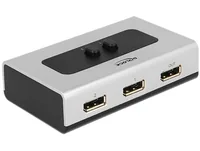 Delock Switchbox Displayport, 2 Port - Anzahl Eingänge: 2 × - Steckertyp Seite A: DisplayPort - Anzahl Ausgänge: 1 × - Steckertyp Seite B: DisplayPort - Material: Kunststoff - Bedienungsart: Tasten