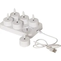 Star Trading LED Teelichter Set Flamme Charge 6er, Weiss - Betriebsart: Akkubetrieb - Fernbedienung: Nein - Aussenanwendung: Nein - Timerfunktion: Keine Angaben - Set: Ja - Durchmesser: 5 cm
