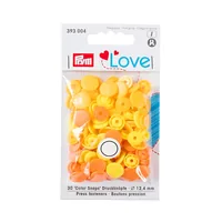 Prym Druckknöpfe Color Snaps Love Gelb, Ø 12,4 mm, 30 Stück - Detailfarbe: Gelb