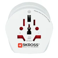 SKROSS Reiseadapter Combo World – ZAF - Anzahl Pole: 3-polig (geerdet) - USB Ladeanschluss: 0 - Adapter Dose: World - Adapter Stecker: Südafrika