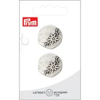 Prym Union Knopf Knöpfe Metall 23 mm, 2 Stück, Altsilber - Detailfarbe: Silber