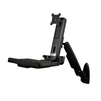 StarTech.com Wall Mount Workstation - Articulating Full Motion Standing Desk with Ergonomic Height Adjustable Monitor & Keyboard Tray Arm - Mouse & Scanner Holders - Single VESA Display - TAA