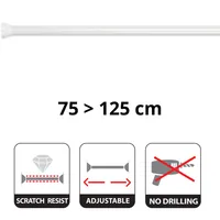 spirella Duschvorhangstange Kreta 75/125 x 3.5 cm, Weiss - Breite: 125 cm - 75 cm - Höhe: 3.5 cm - Detailfarbe: Weiss - Produkttyp: Duschvorhangstange - Detailmaterial: Aluminium - Grundmaterial: Metall