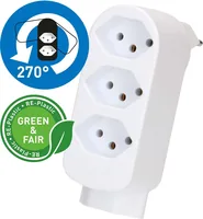 Max Hauri Abzweigstecker ADAPT 3+1x Typ 13, drehbar Green+Fair 3 - Detailfarbe: Weiss - Schalter: Nein - Steckdosenanzahl: 3 - Ausstattung: drehbar 270° - Steckdose T13 - Kinderschutz: Nein