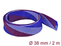 DELOCK Geflechtschlauch dehnbar 2 m x 38 mm blau-rot-weiß