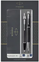 Parker Füllfederhalter DuoSet IM C.C. Medium (M) - Strichstärke: Medium (M) - Set: Ja - Verpackungseinheit: 1 Stück - Schriftfarbe: Blau - Anwender: Jugendliche - Schüler - Erwachsene - Stiftfarbe: Schwarz - Silbergrau