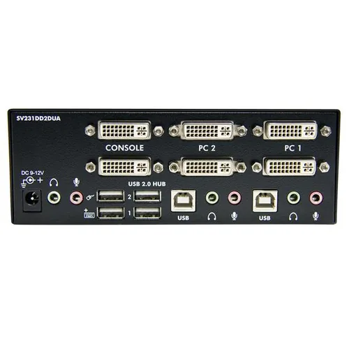 StarTech.com 2 Port Dual DVI USB KVM Switch with Audio & USB 2.0 Hub - TAA