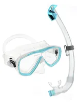 CRESSI Estrella + Seal Dry Snorkel Combo Clear/Aquamarine - Detailfarbe: Transparent - Türkis - Zielgruppe: Erwachsene - Schuhgrösse (EU): Keine - Material: Polycarbonat (PC) - Glas - Silikon - Produkttyp: Tauchmasken - Schnorchel