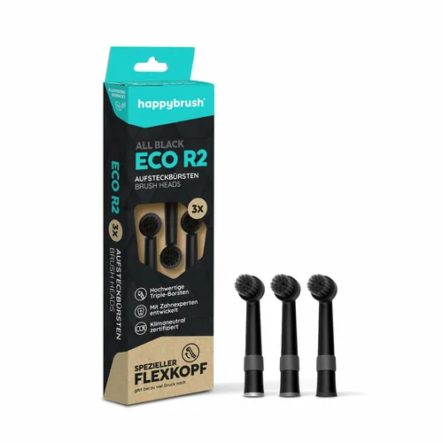 happybrush HAR2AB toothbrush head 3 pc(s) Black