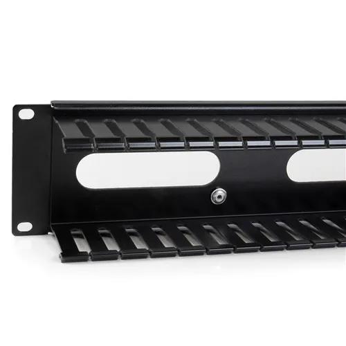 StarTech.com Horizontal 2U Server Rack Cable Management Finger Duct w/ Cover - 19" Network Rack Wire Duct Raceway Panel - Slotted Wire Duct