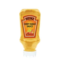 Heinz Sauce Curry Mango 240 g - Produkttyp: Dipsaucen - Nährwertangabe pro: 100 g - Energiegehalt (in kj): 1357 KJ - Energiegehalt (in kcal): 324 Kcal - Fett: 28 g - Davon gesättigte Fettsäuren: 2.4 g