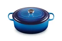 Le Creuset 21178312202430 Signature Gusseisen-Bräter mit Deckel, Ø 31 cm, Azure
