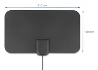 DeLOCK DAB+ DVB-T2 Antenna F plug 5 - 25 dB active omnidirectional black adhesive mounting