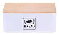Relaxdays 4052025856533 bread box Rectangular Light brown, White Bamboo, Metal
