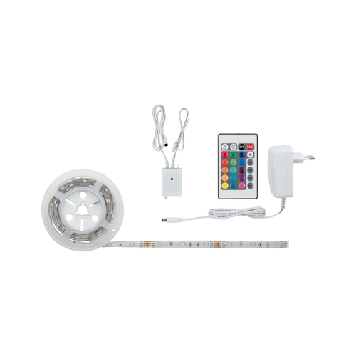 Paulmann SimpLED Strip Komplett-Set 1.5m 12W RGB Beschichtet - Lampensockel: LED fest verbaut - Aussenanwendung: Nein - Inklusive Netzteil: Ja - Dimmbar: dimmbar - Set: Ja - Länge: 1.5 m